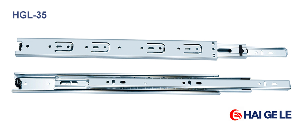 Full extension ball bearing slide, 35mm, 3 folded