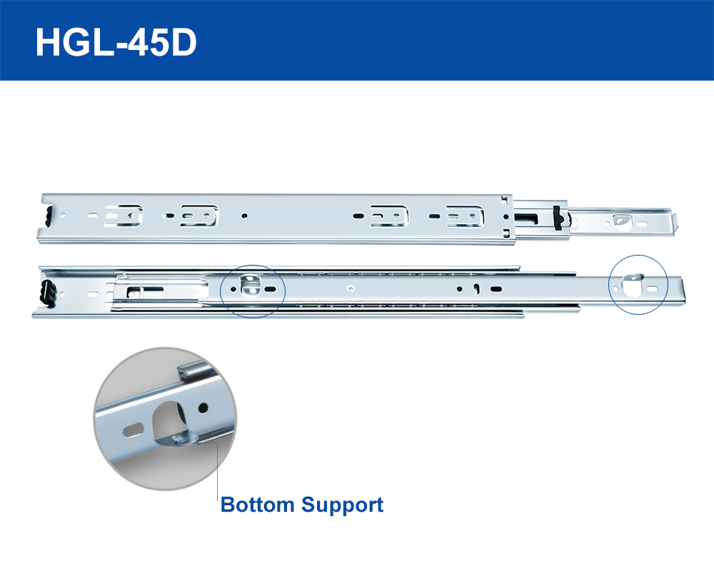 Bottom Support Ball Bearing Slide, 3 folded