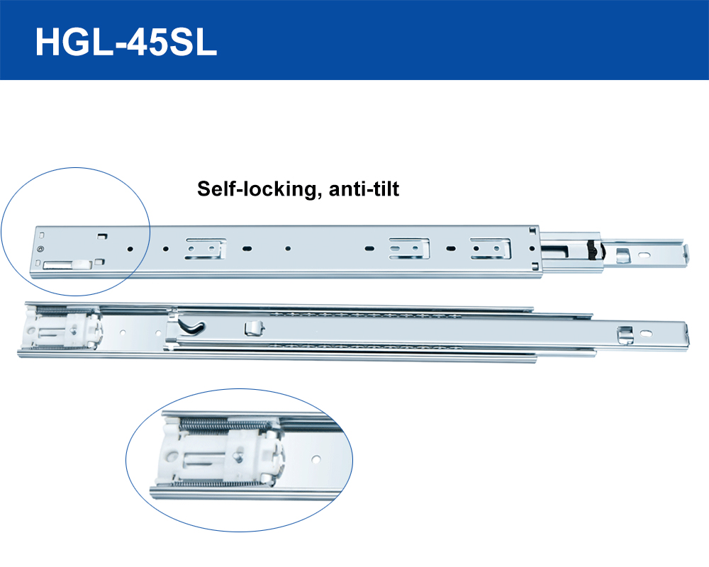 Self-closing ball bearing slide, 3-folded